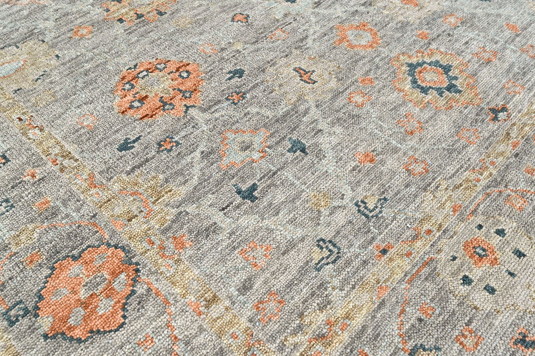 Slate 8'1''x9'9'' Oushak Transitional Hand Knotted Wool Oriental Area Rug