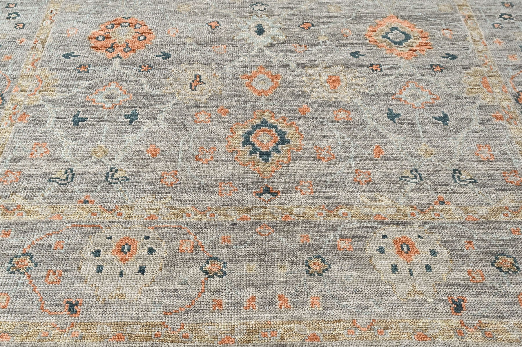 Slate 8'1''x9'9'' Oushak Transitional Hand Knotted Wool Oriental Area Rug