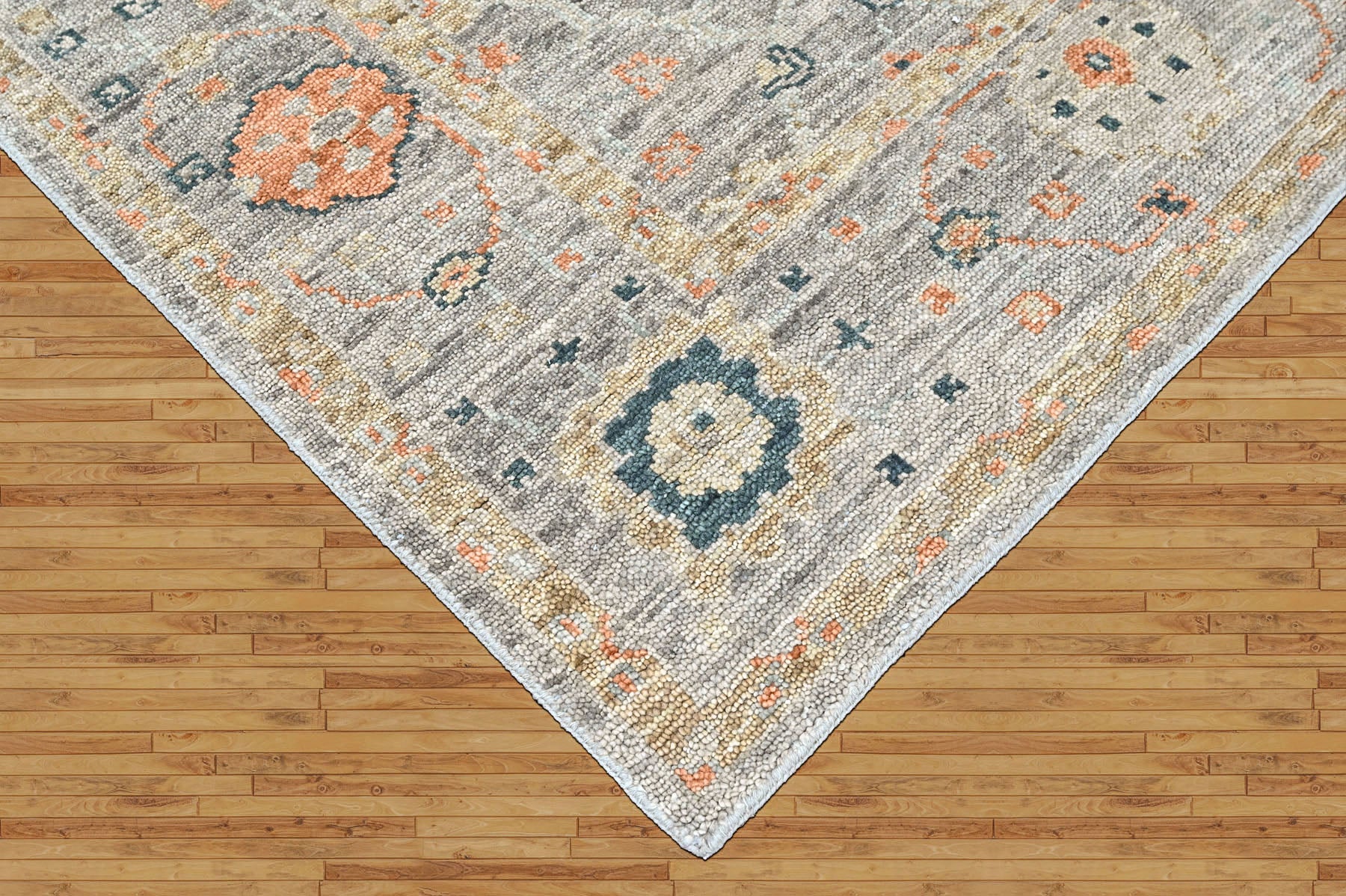 Slate 8'1''x9'9'' Oushak Transitional Hand Knotted Wool Oriental Area Rug