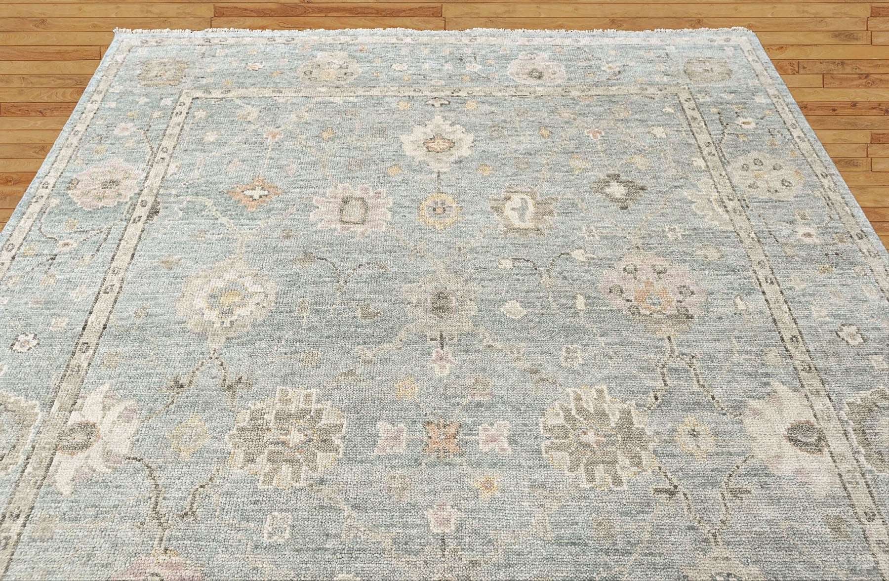 Celedon, Ivory 8'9''x11'9'' Oushak Transitional Hand Knotted Wool Oriental Area Rug