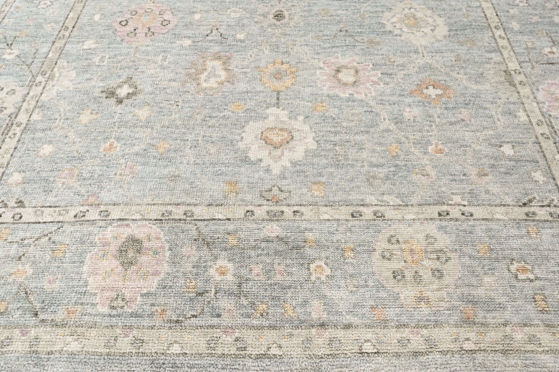 Celedon, Ivory 8'9''x11'9'' Oushak Transitional Hand Knotted Wool Oriental Area Rug