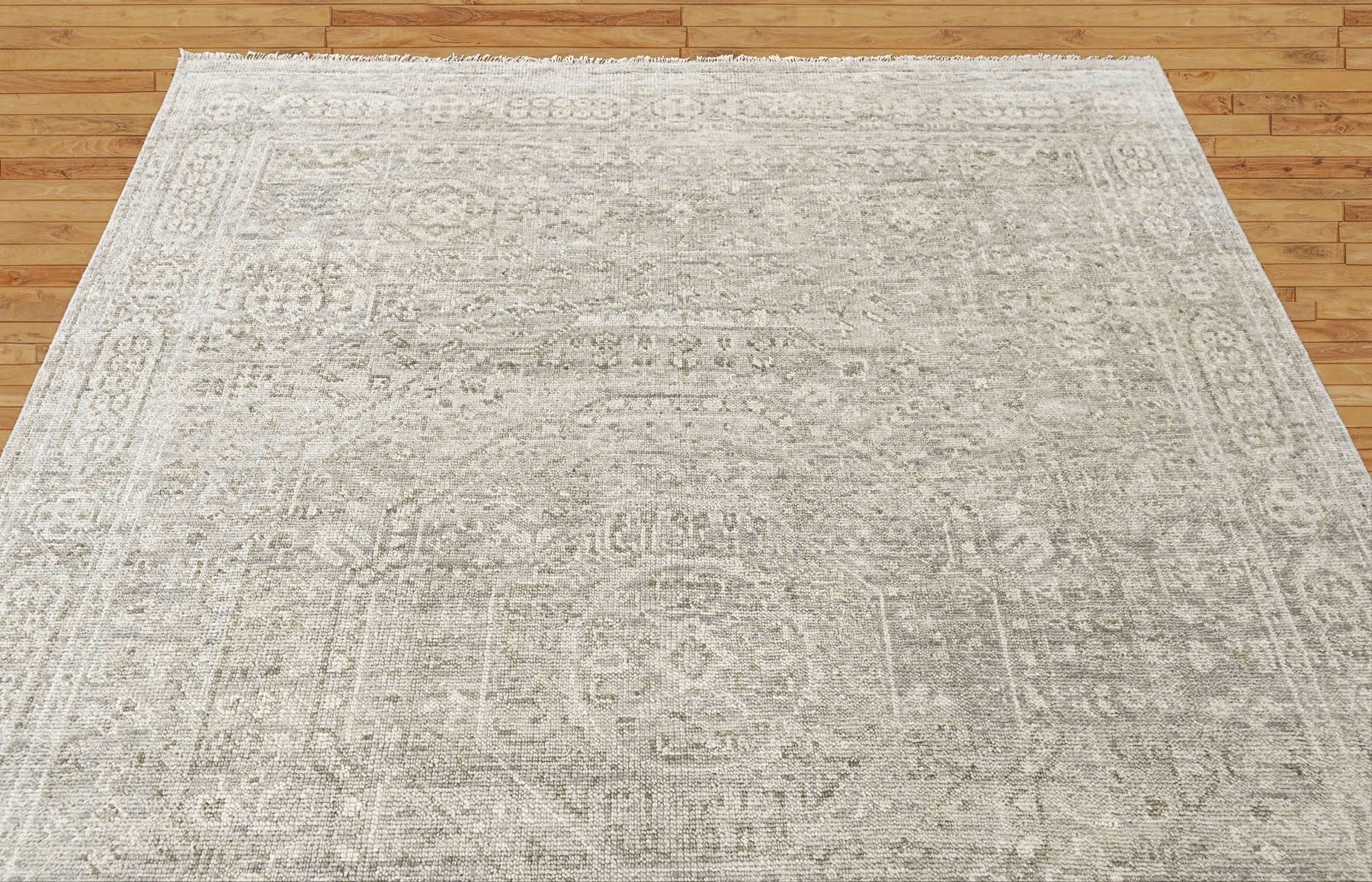 Beige 7'8''x9'9'' Oushak Traditional Hand Knotted Wool Oriental Area Rug