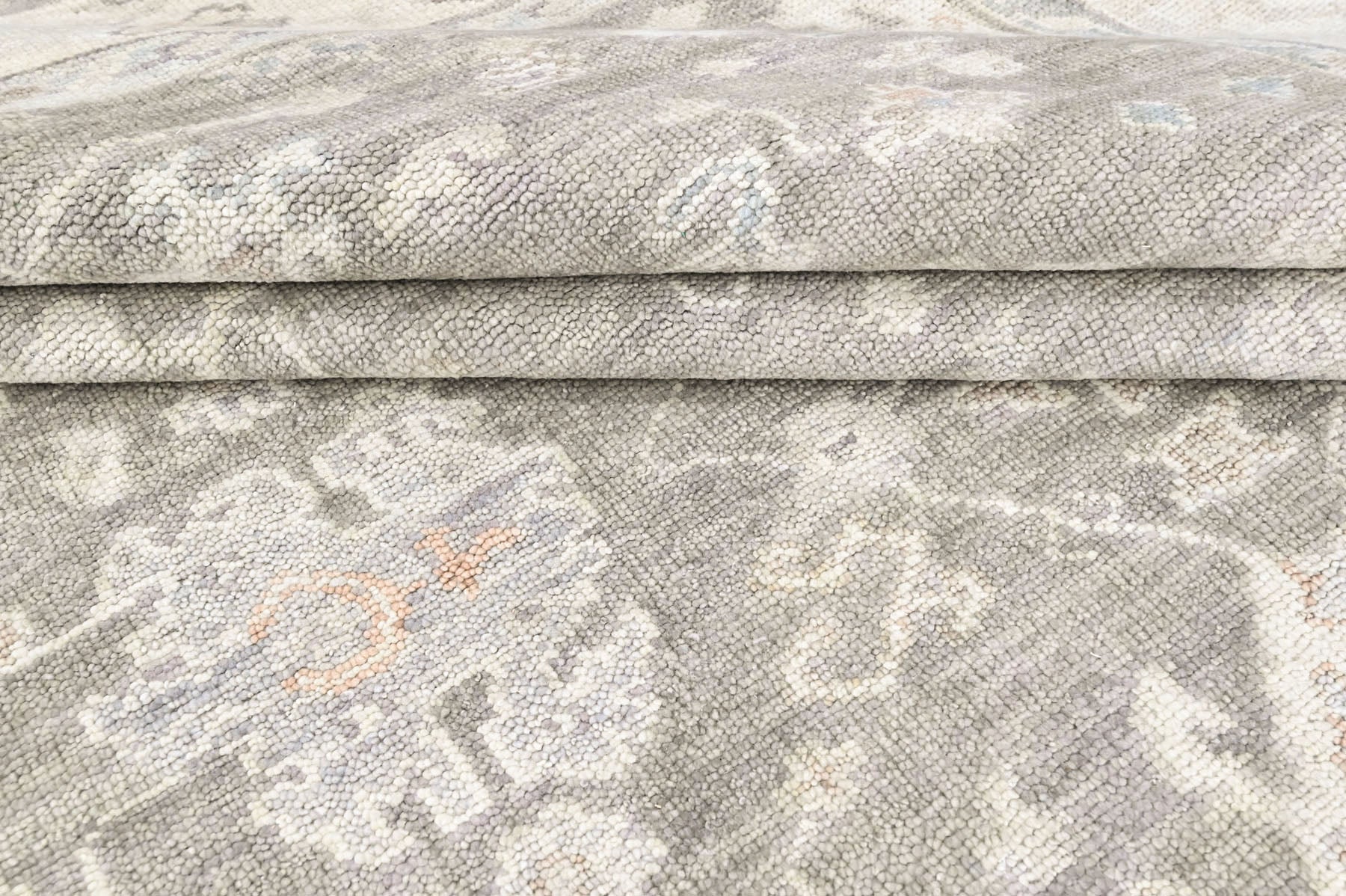 Gray Multi Size Oushak Transitional Hand Knotted Wool Oriental Area Rug