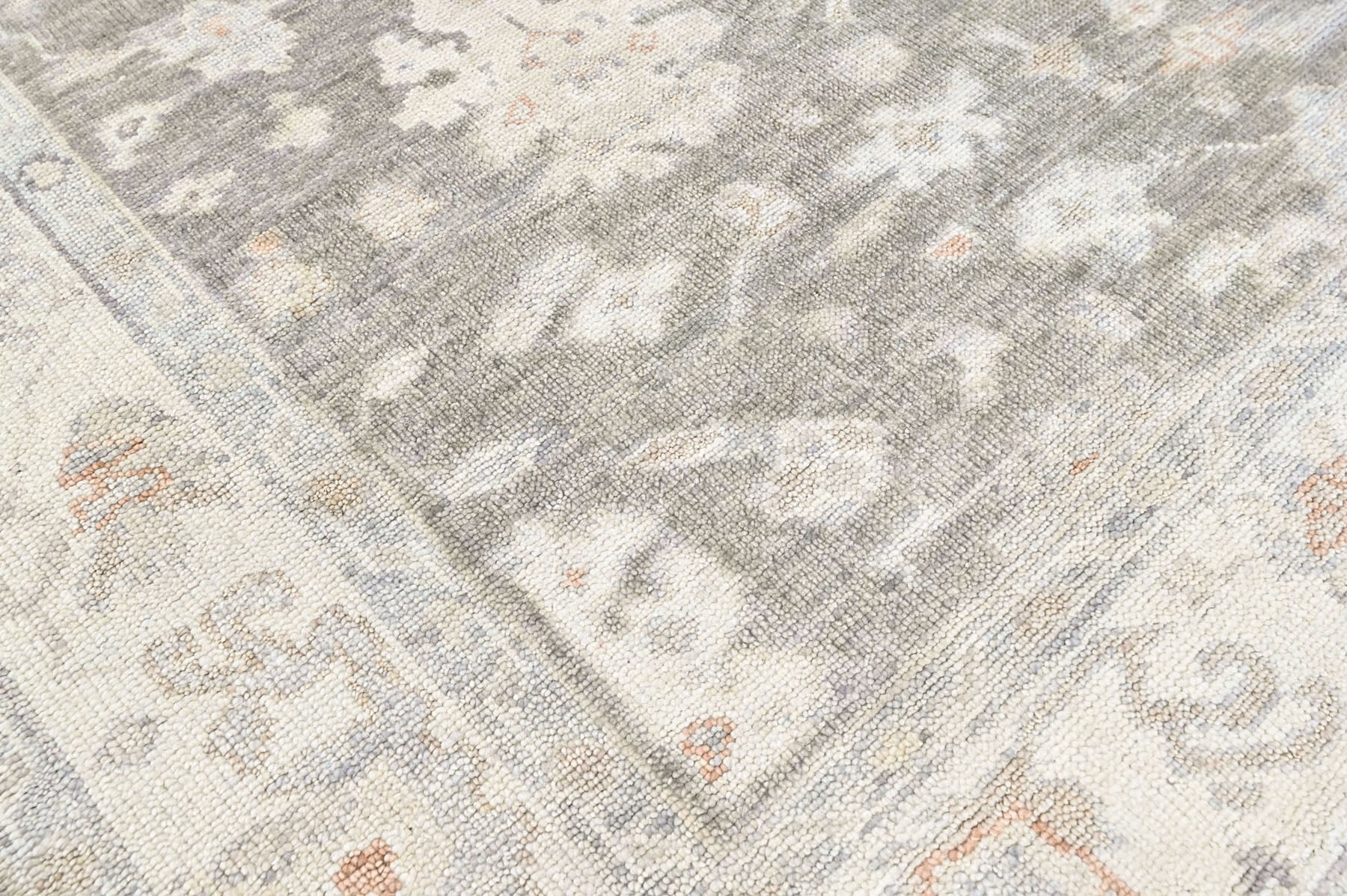 Gray Multi Size Oushak Transitional Hand Knotted Wool Oriental Area Rug
