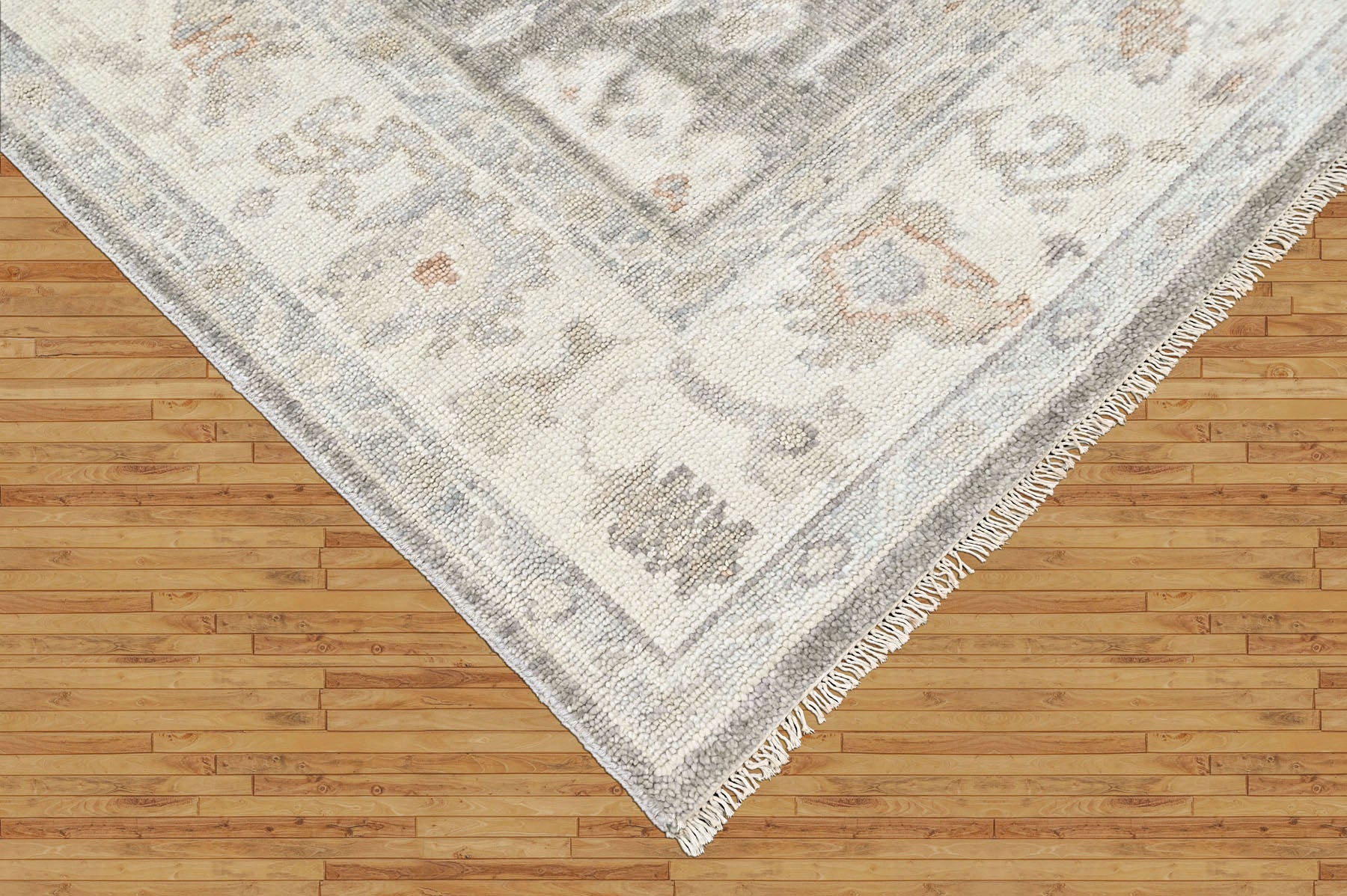 Gray Multi Size Oushak Transitional Hand Knotted Wool Oriental Area Rug