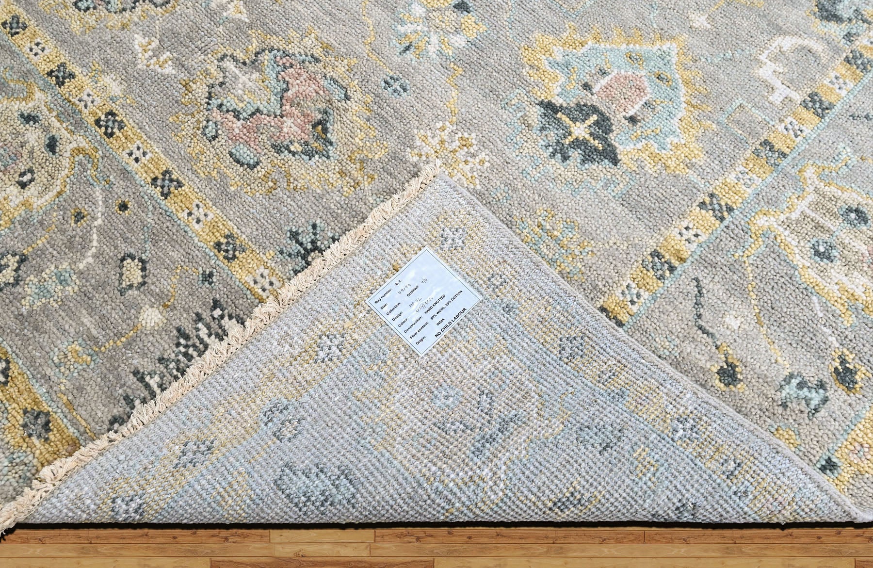 Gray 7'9''x9'9'' Oushak Transitional Hand Knotted Wool Oriental Area Rug