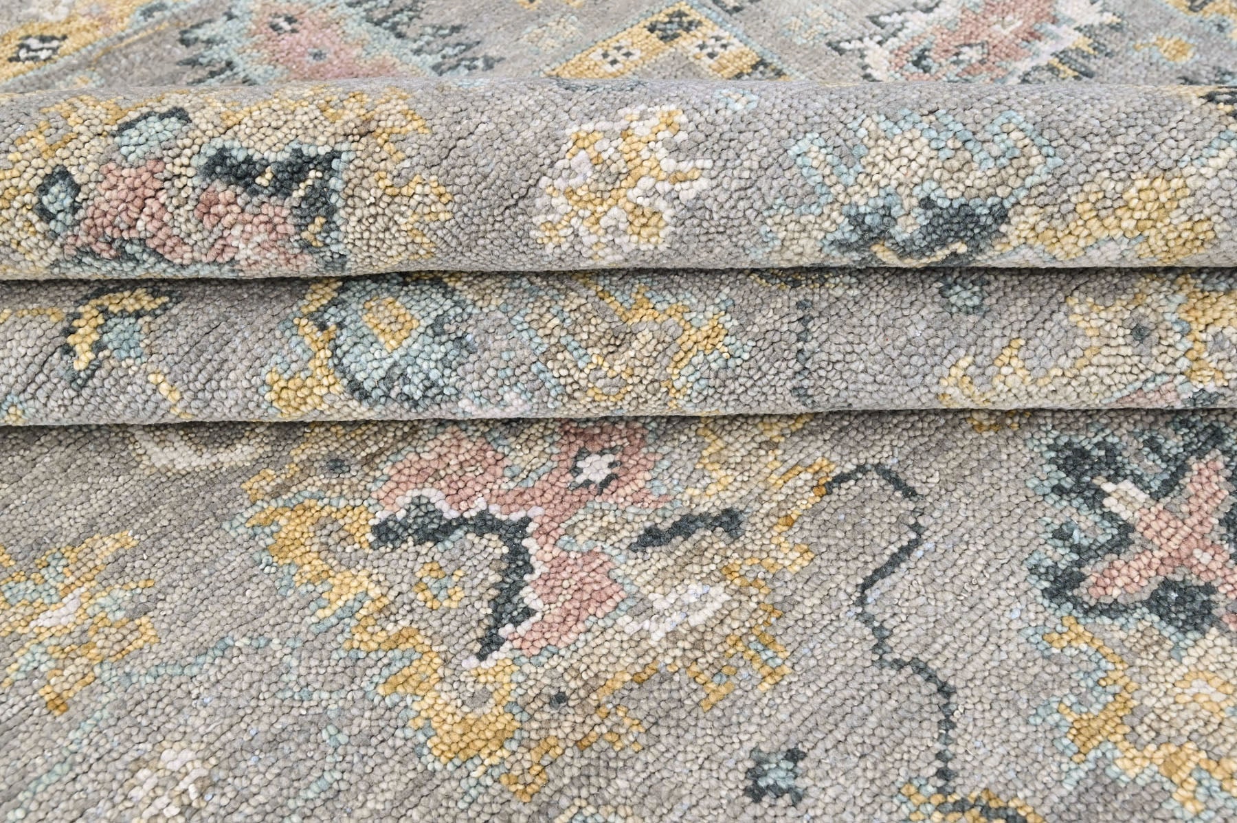 Gray 7'9''x9'9'' Oushak Transitional Hand Knotted Wool Oriental Area Rug