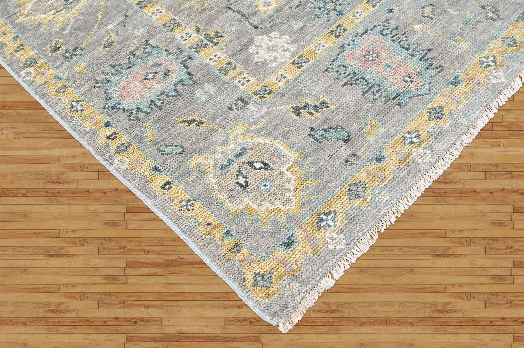 Gray 7'9''x9'9'' Oushak Transitional Hand Knotted Wool Oriental Area Rug