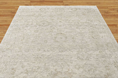 Beige, Gray 8x10 Oushak Transitional Hand Knotted Wool Oriental Area Rug