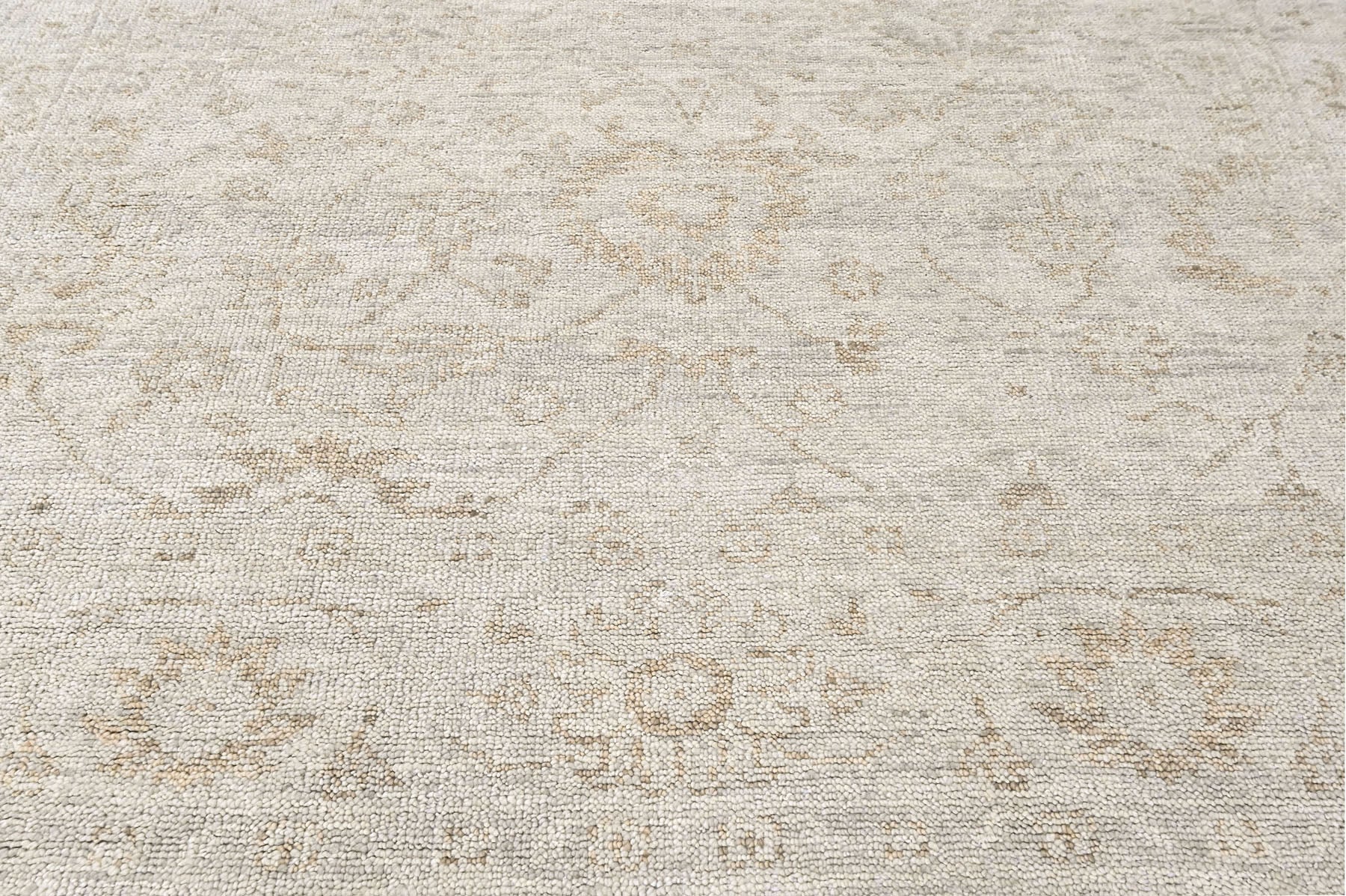 Beige, Gray 8x10 Oushak Transitional Hand Knotted Wool Oriental Area Rug