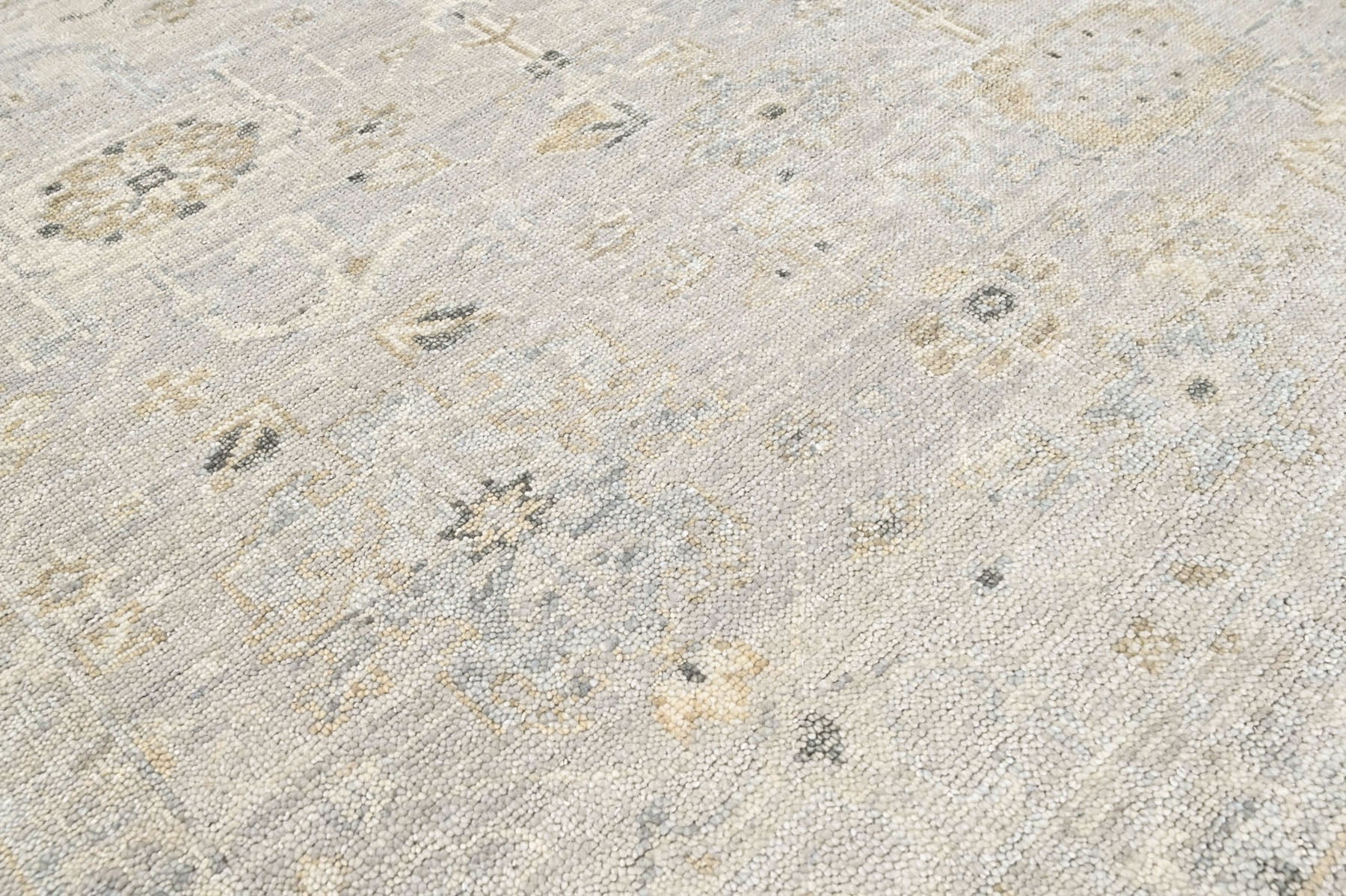 Beige, Gray Multi Size Oushak Transitional Hand Knotted Wool Oriental Area Rug