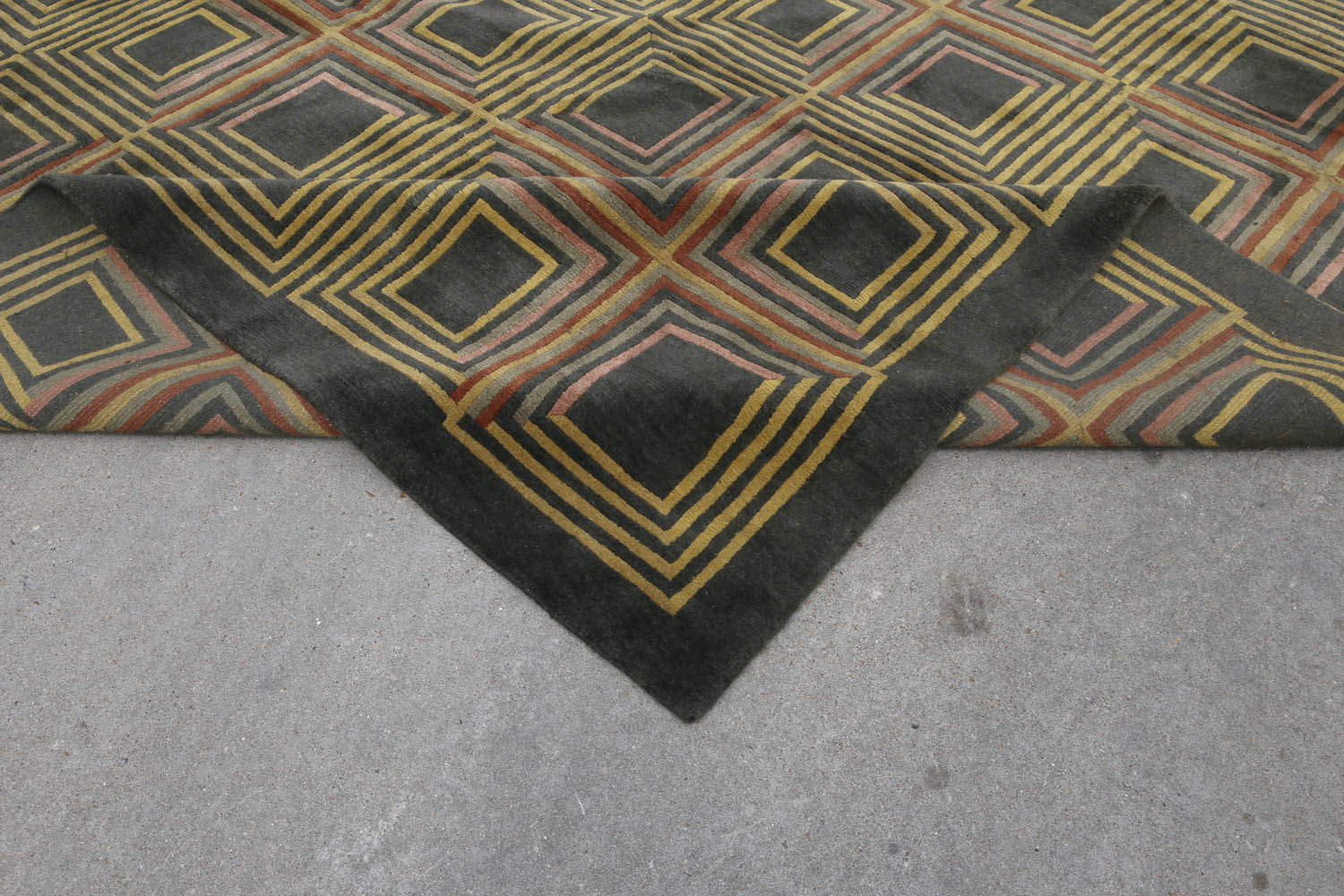 Palace Olive, Mustard, Blush Color Hand Knotted All-Over 100% Wool Modern Oriental Rug