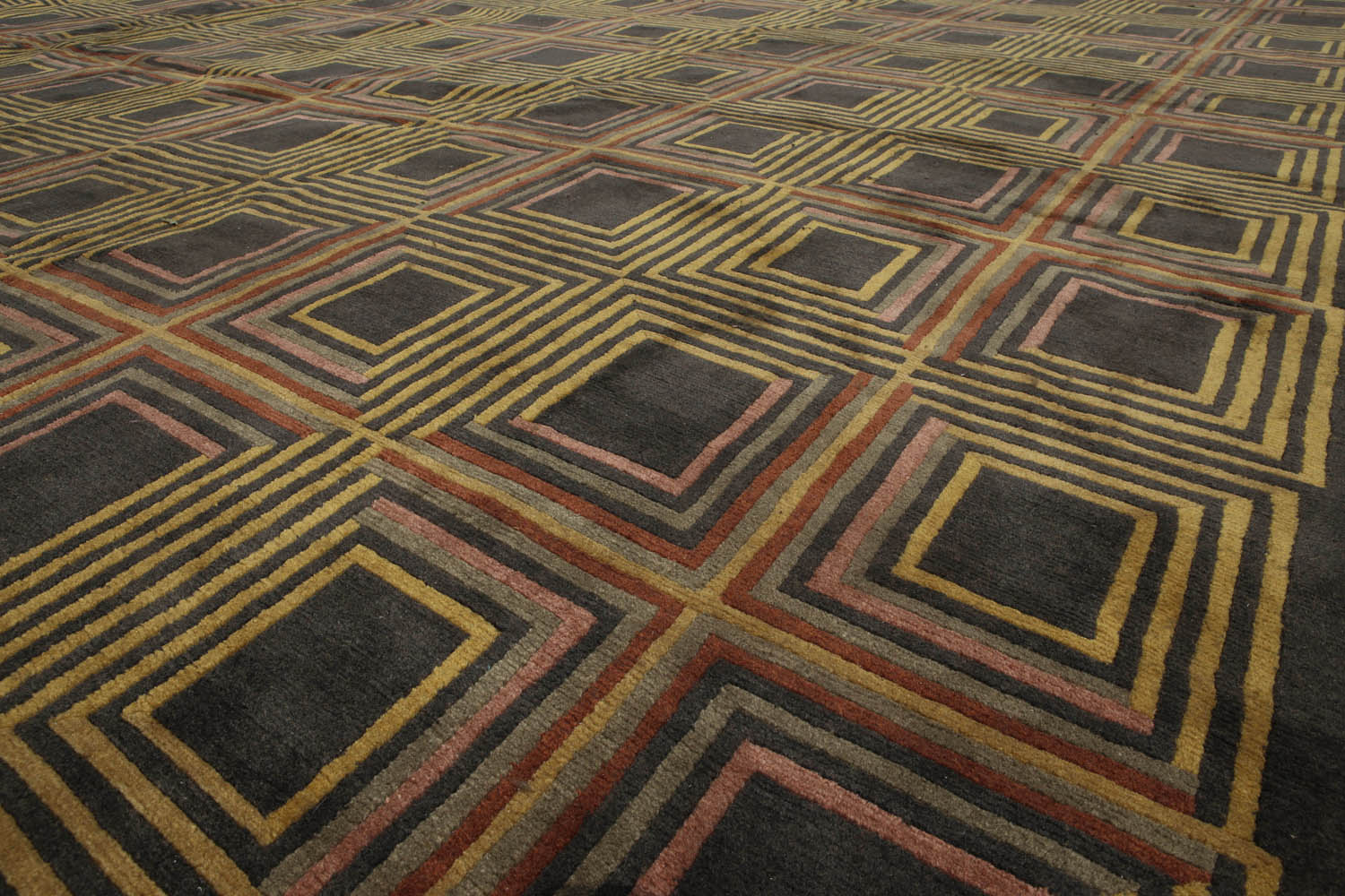 Palace Olive, Mustard, Blush Color Hand Knotted All-Over 100% Wool Modern Oriental Rug