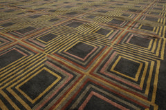Palace Olive, Mustard, Blush Color Hand Knotted All-Over 100% Wool Modern Oriental Rug