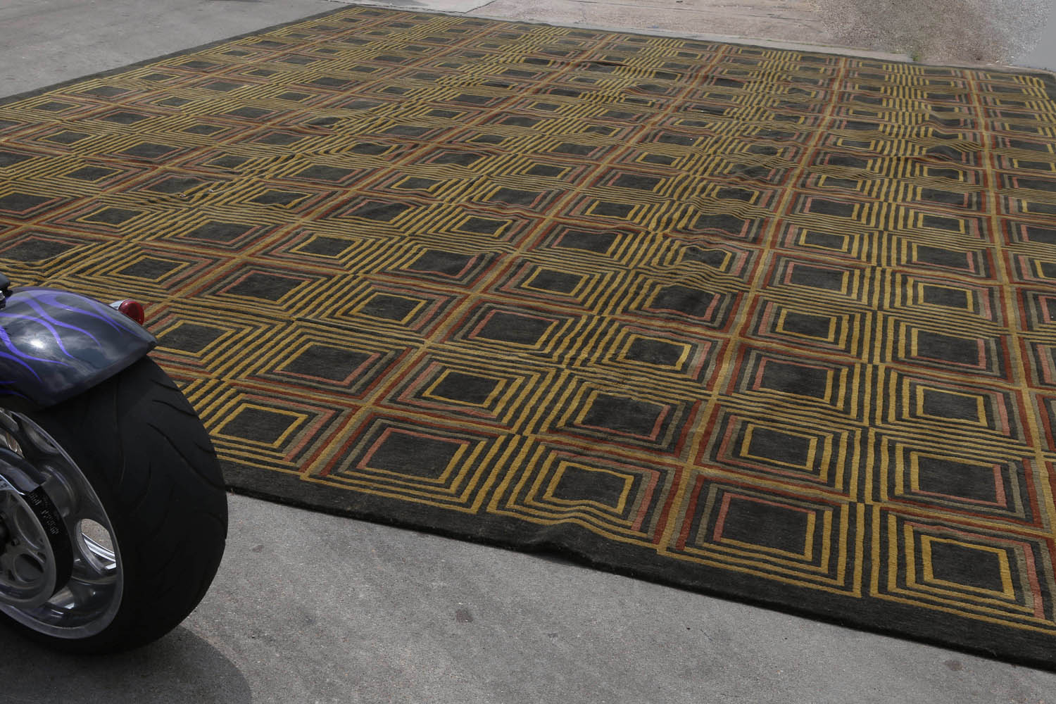 Palace Olive, Mustard, Blush Color Hand Knotted All-Over 100% Wool Modern Oriental Rug