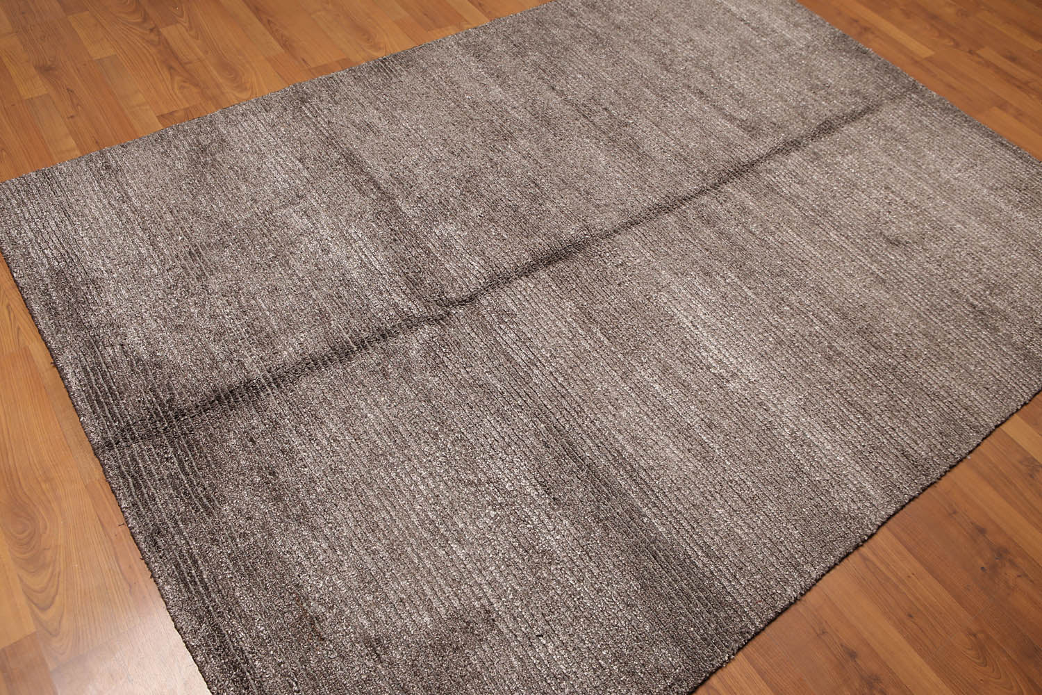 5x7 Brown, , Color Hand Knotted All-Over Wool & Banana Silk Modern Oriental Rug