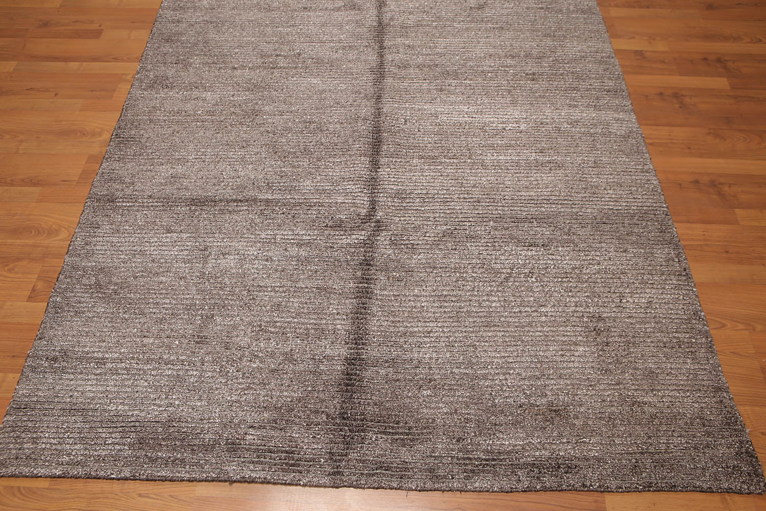 5x7 Brown, , Color Hand Knotted All-Over Wool & Banana Silk Modern Oriental Rug