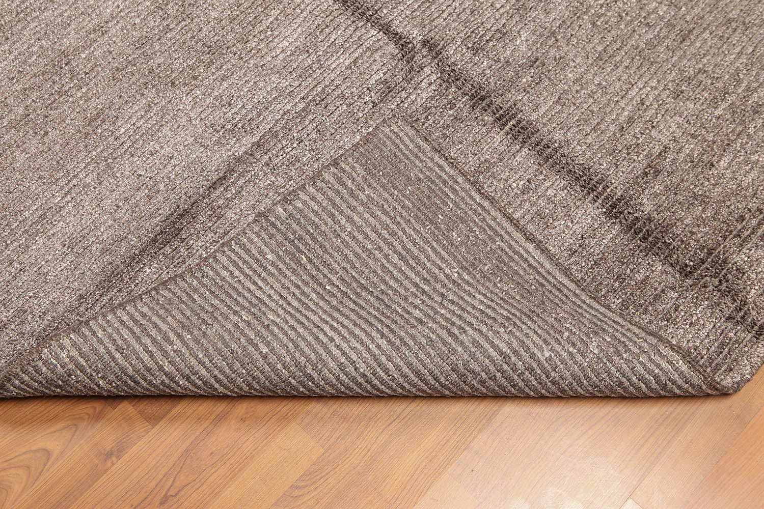 5x7 Brown, , Color Hand Knotted All-Over Wool & Banana Silk Modern Oriental Rug