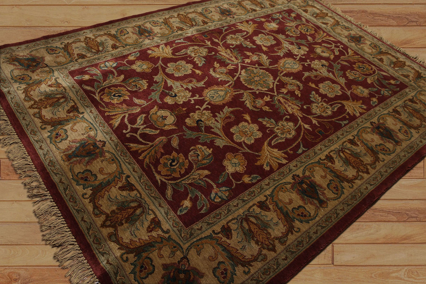 6x9 Burgundy, Gold, Green Color Machine Made Oushak 100% New Zealand wool Antique finished Traditional Oriental Rug