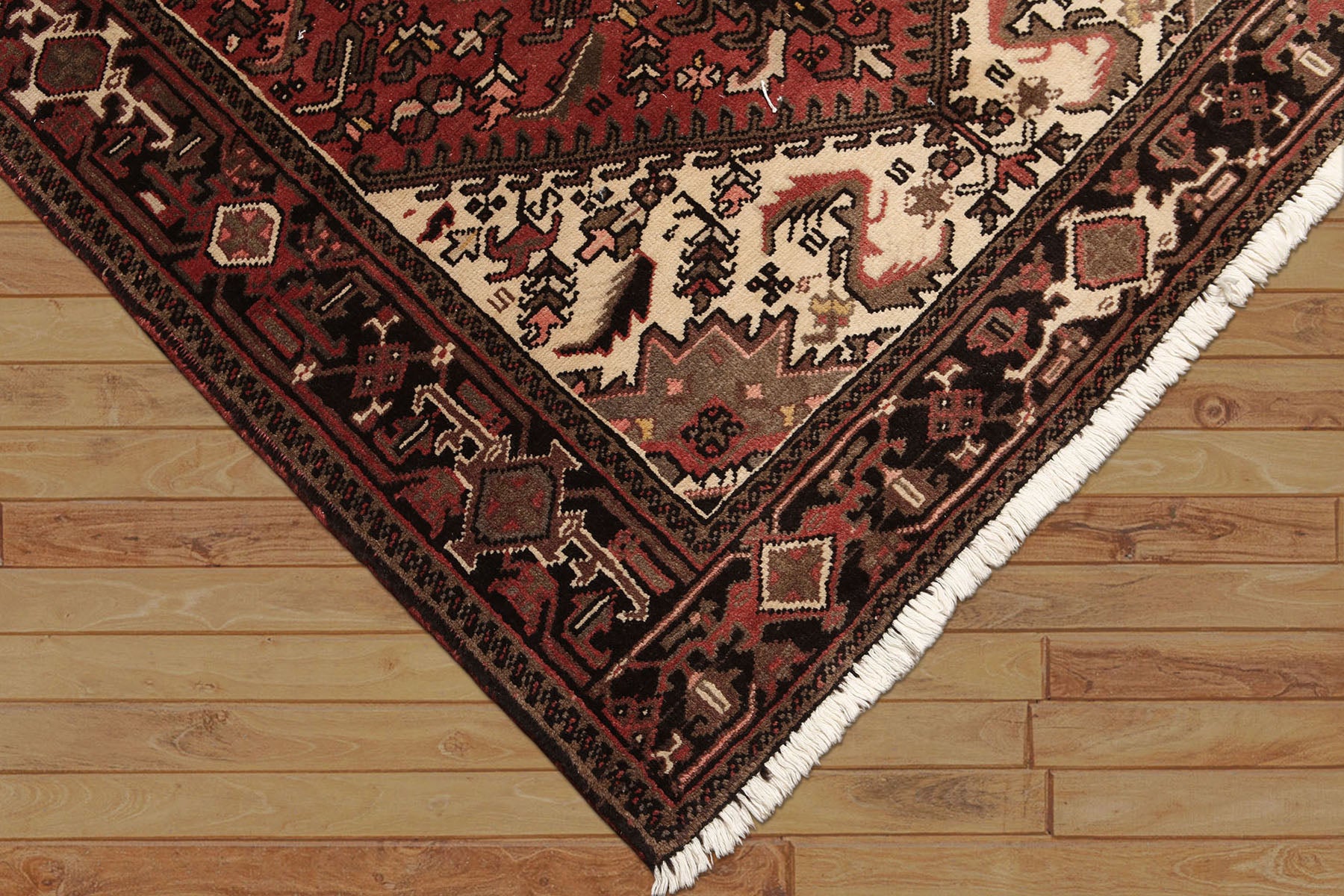 5x7 Rust, Ivory, Charcoal Color Hand Knotted Heriz Wool Traditional Oriental Rug