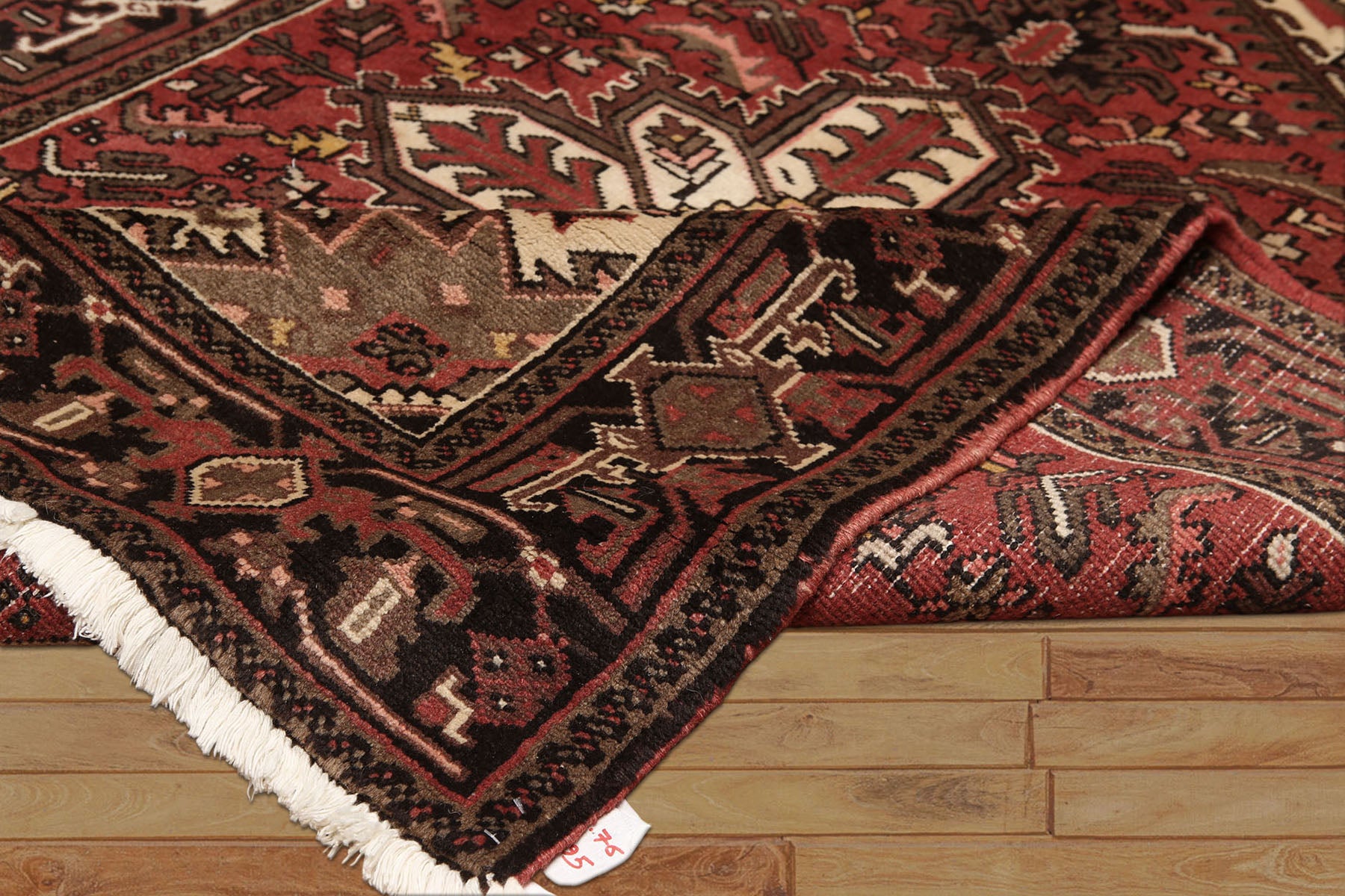 5x7 Rust, Ivory, Charcoal Color Hand Knotted Heriz Wool Traditional Oriental Rug