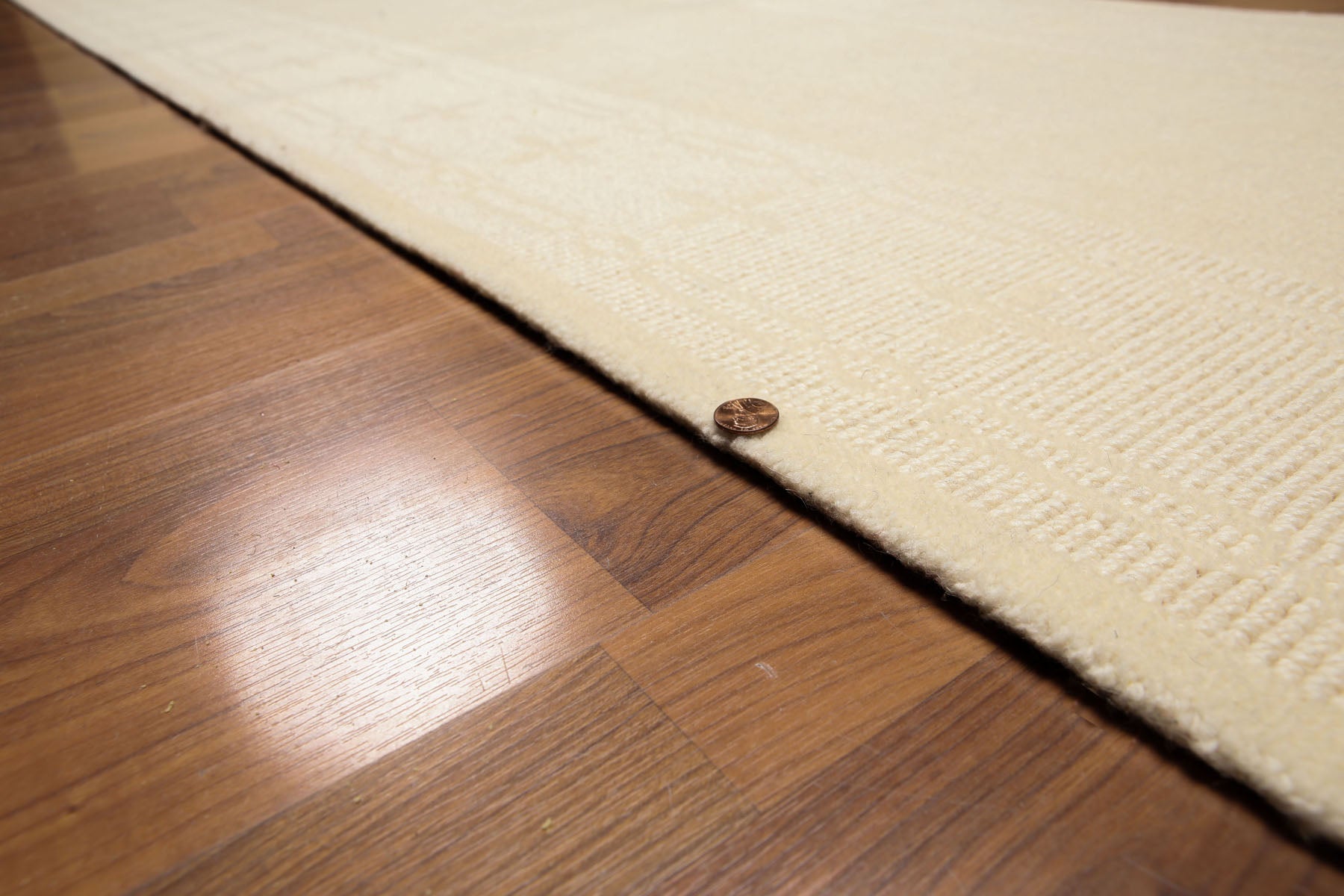 Runner Ivory, Tone On Tone, Color Machine Made All-Over 100% Wool Modern Oriental Rug