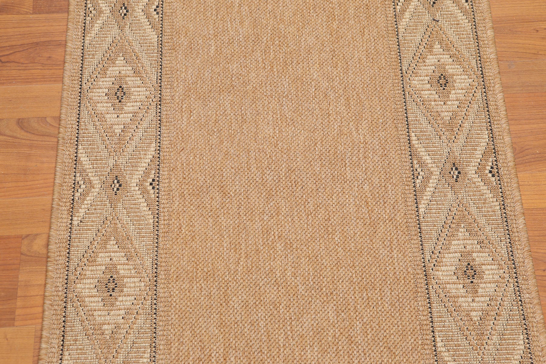 Runner Tan, Beige, Black Color Machine Made All-Over 100% Wool Traditional Oriental Rug
