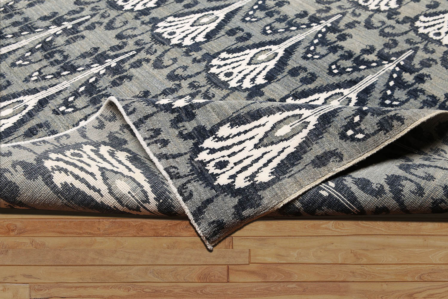 9x12 Gray, Blue, Ivory Multi Color Hand Knotted All-Over 100% Wool Transitional Oriental Rug