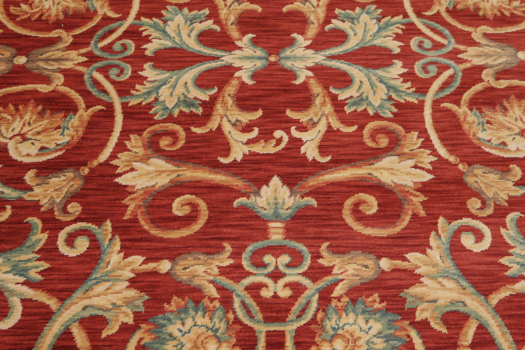 Emmett 9x12 Traditional Full Pile Red Savonnerie Hand Knotted Wool Ornate Design Oriental Area Rug