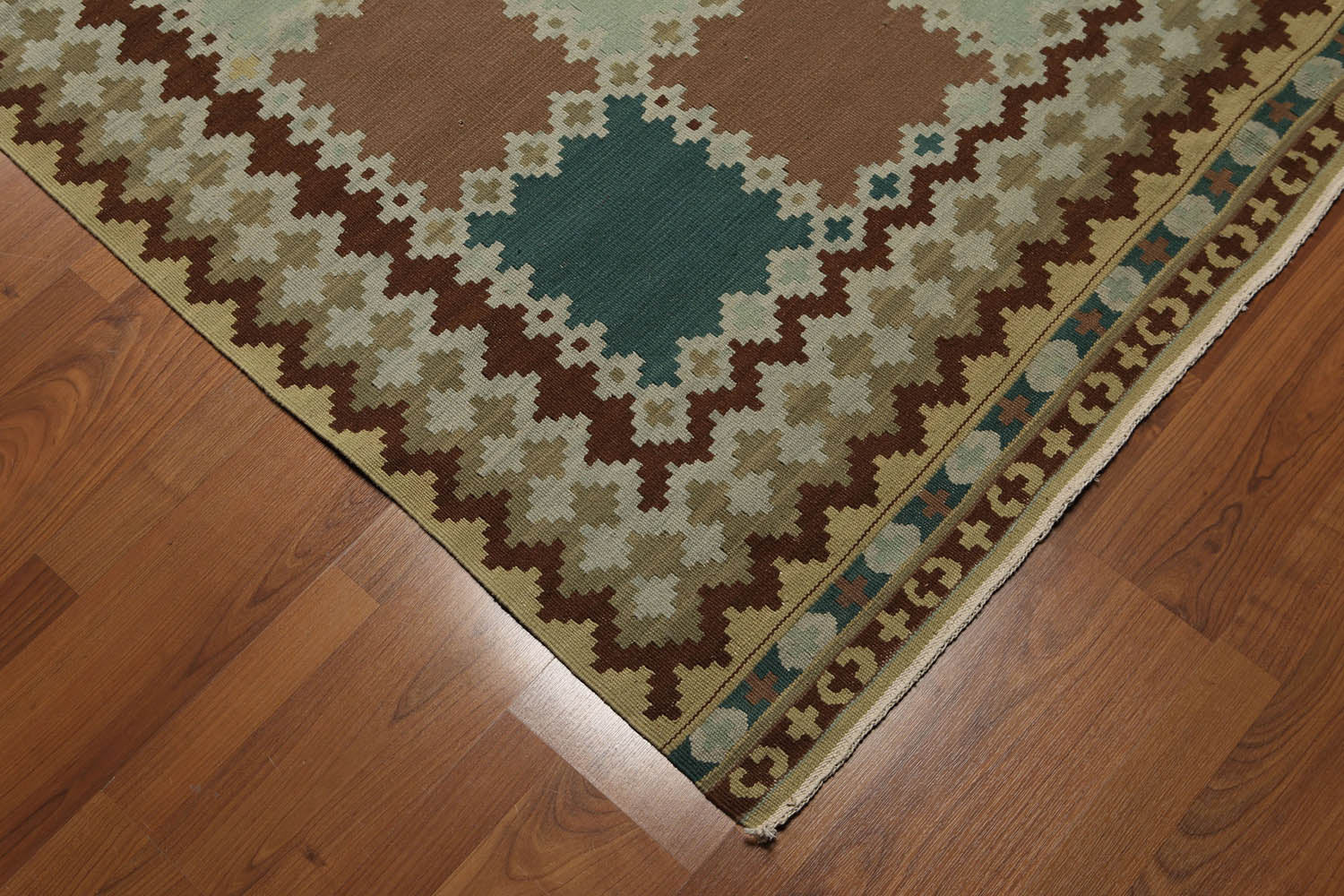5x7 Aqua, Turquoise, Brown Color Hand Woven Southwestern 100% Wool Kilim Oriental Rug