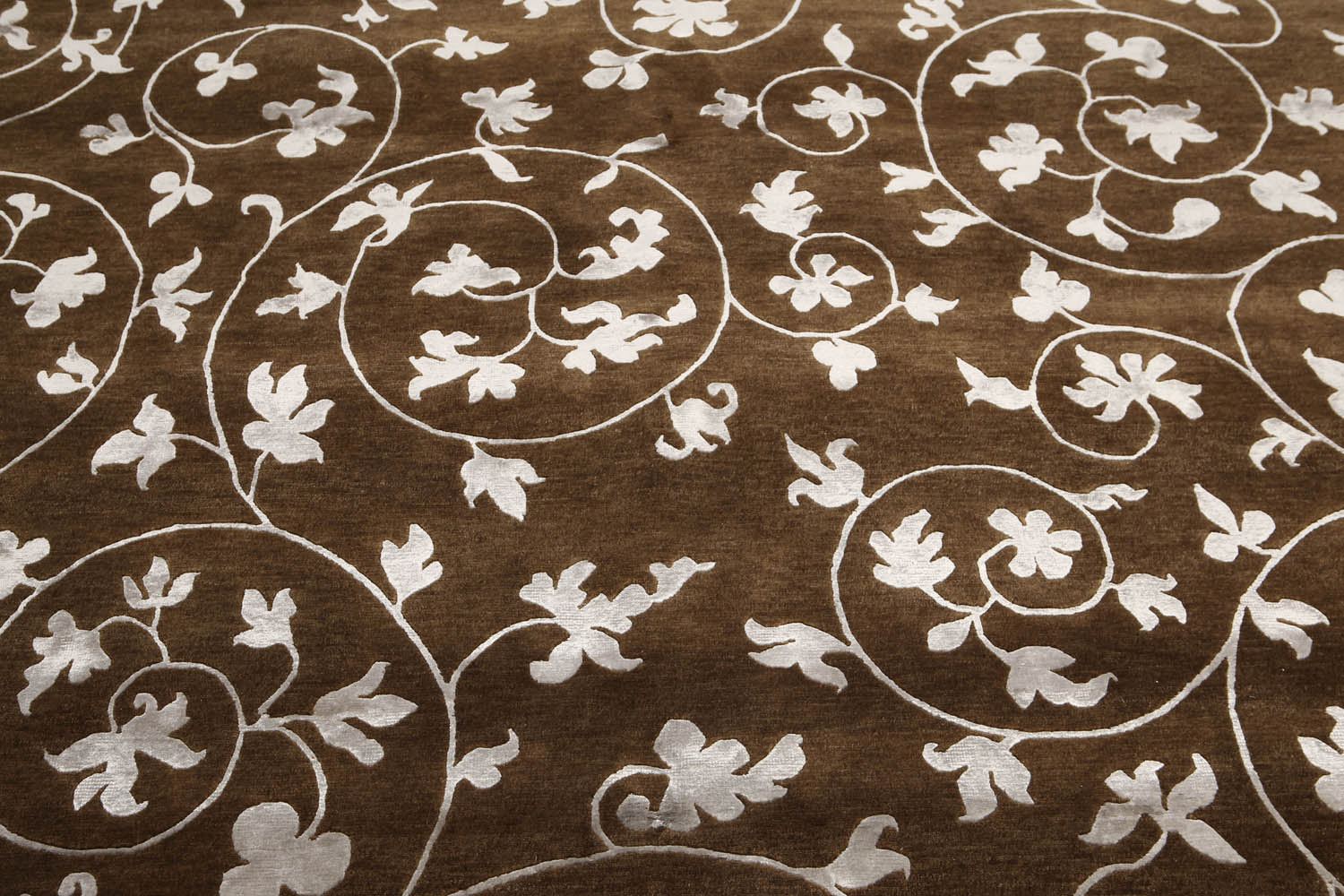 8x10 Brown, Silver, Color Hand Knotted All-Over 100% Wool Transitional Oriental Rug