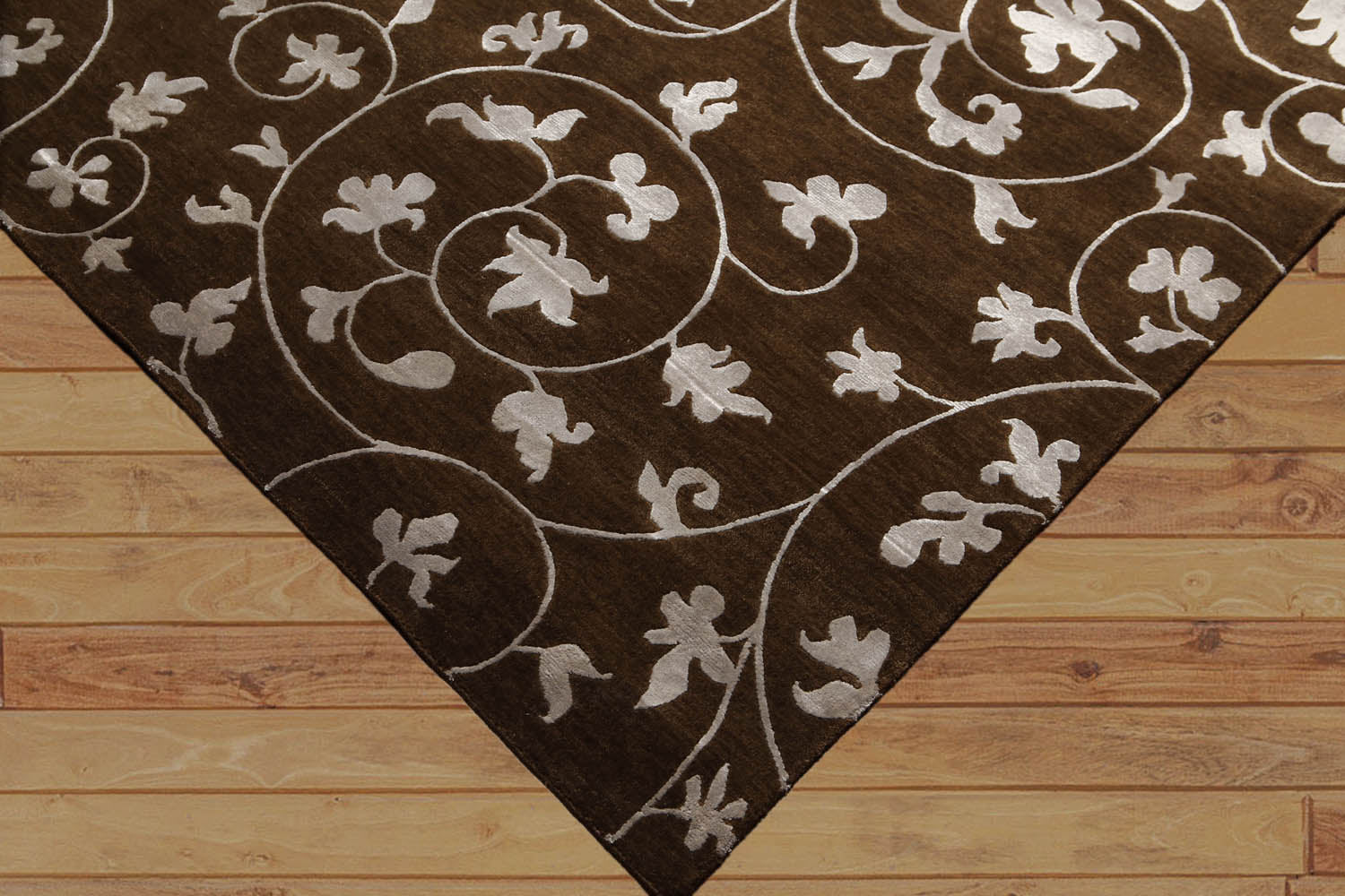 8x10 Brown, Silver, Color Hand Knotted All-Over 100% Wool Transitional Oriental Rug