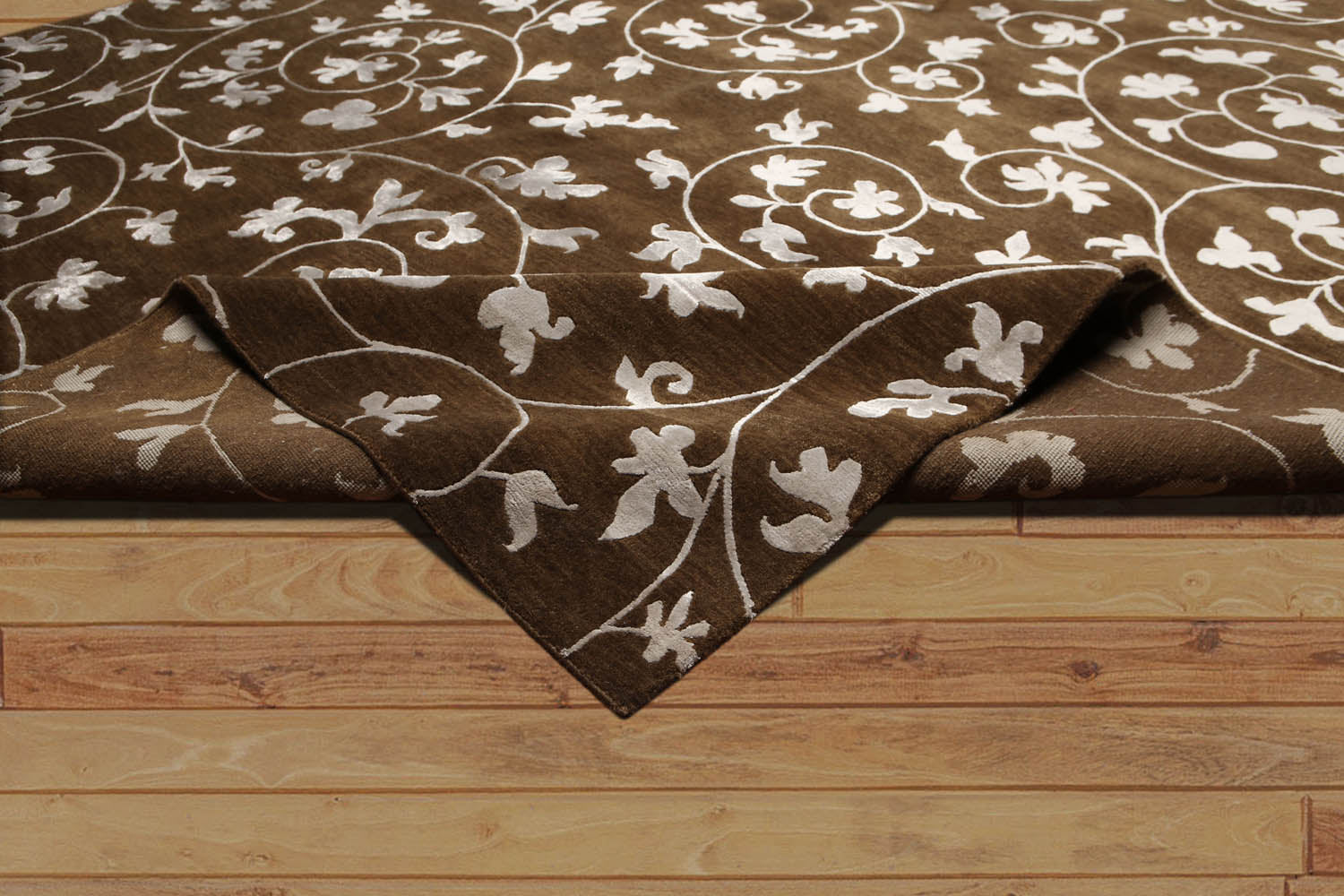 8x10 Brown, Silver, Color Hand Knotted All-Over 100% Wool Transitional Oriental Rug