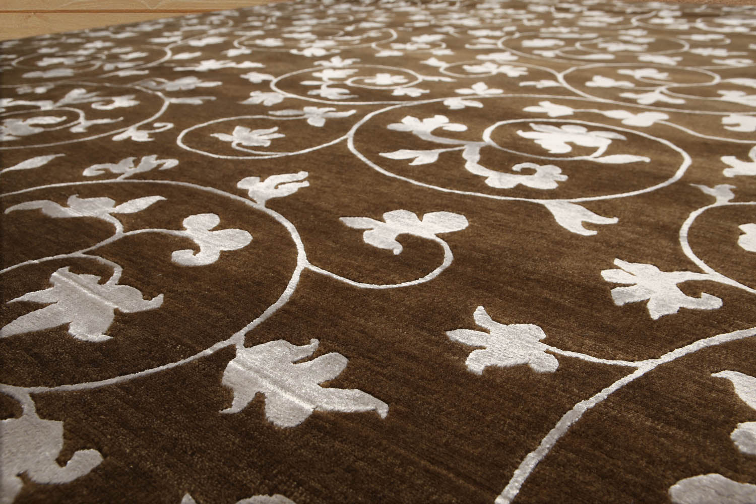 8x10 Brown, Silver, Color Hand Knotted All-Over 100% Wool Transitional Oriental Rug