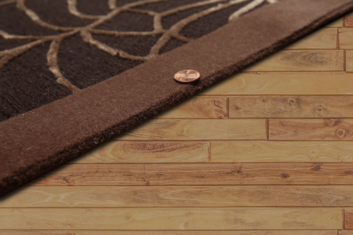 8x10 Brown, , Color Hand Knotted All-Over Wool & Silk Modern Oriental Rug