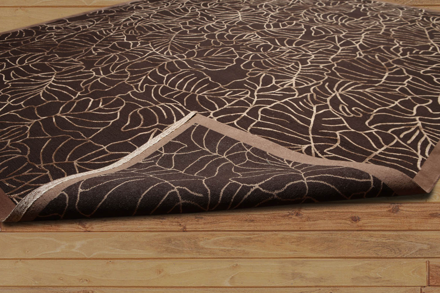 8x10 Brown, , Color Hand Knotted All-Over Wool & Silk Modern Oriental Rug