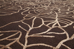 8x10 Brown, , Color Hand Knotted All-Over Wool & Silk Modern Oriental Rug