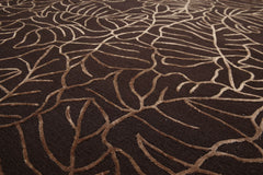8x10 Brown, , Color Hand Knotted All-Over Wool & Silk Modern Oriental Rug