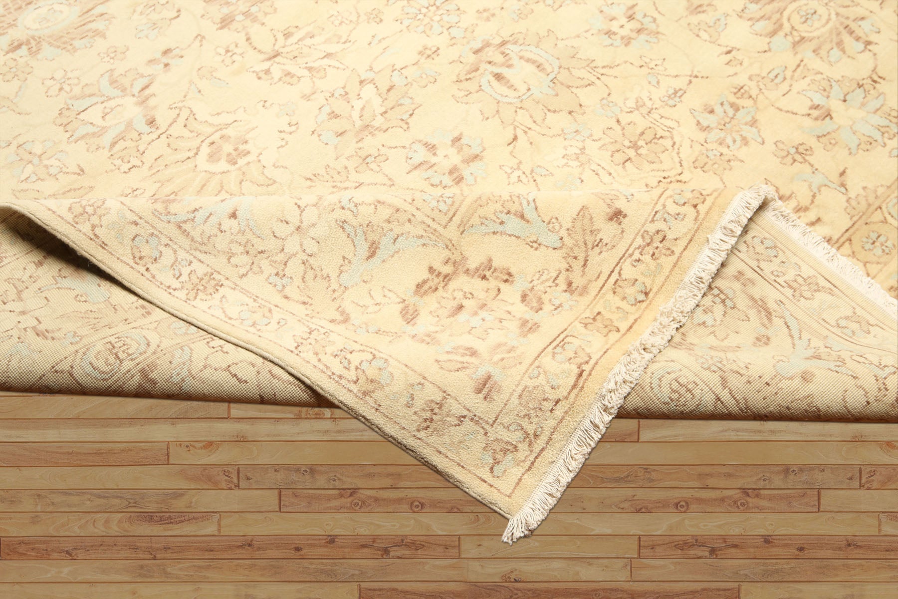 9x12 Beige, Aqua, Brown Color Hand Knotted  Wool Traditional Oriental Rug