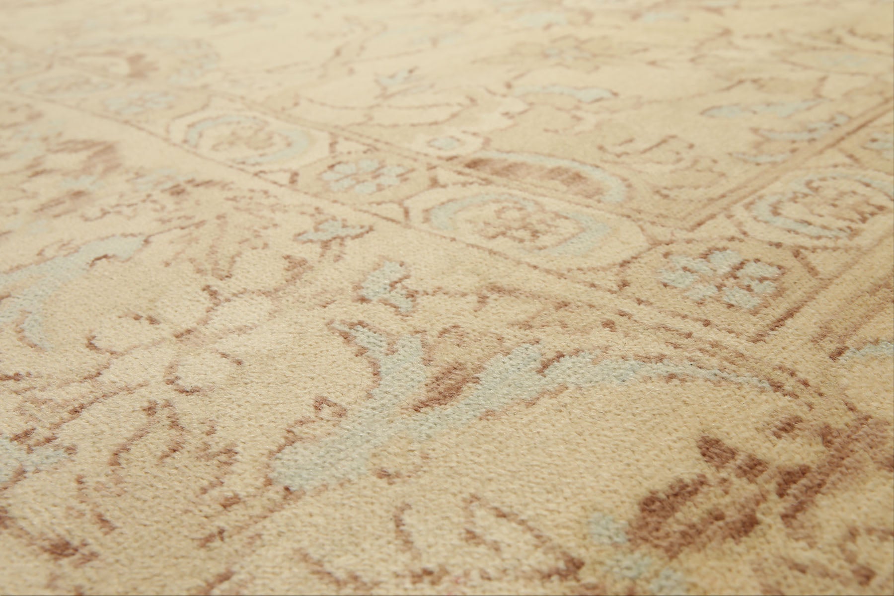 9x12 Beige, Aqua, Brown Color Hand Knotted  Wool Traditional Oriental Rug