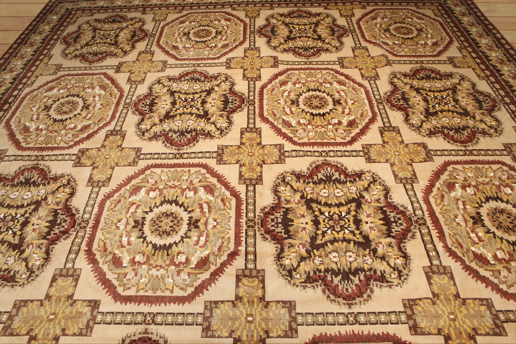 Palace Beige, Brown, Rust Color Hand Knotted Persian Wool & silk Traditional Oriental Rug