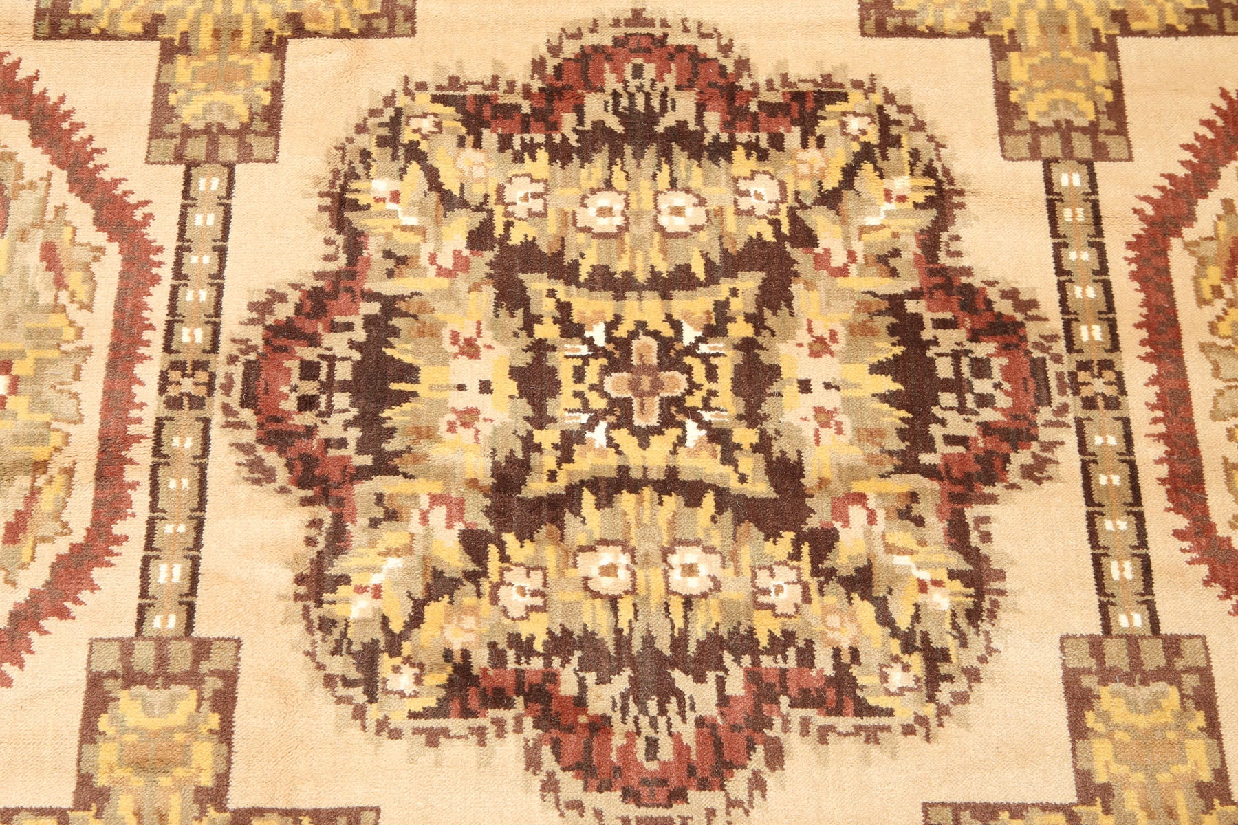 Palace Beige, Brown, Rust Color Hand Knotted Persian Wool & silk Traditional Oriental Rug