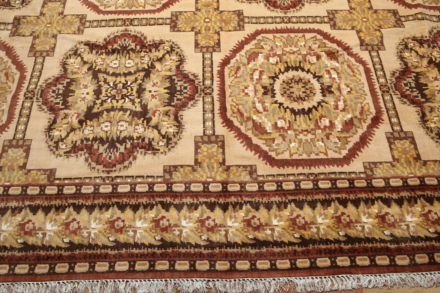 Palace Beige, Brown, Rust Color Hand Knotted Persian Wool & silk Traditional Oriental Rug