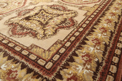 Palace Beige, Brown, Rust Color Hand Knotted Persian Wool & silk Traditional Oriental Rug