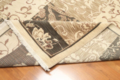 6x9 Beige, Brown, Charcoal Color Hand Knotted All-Over 100% Wool Traditional Oriental Rug