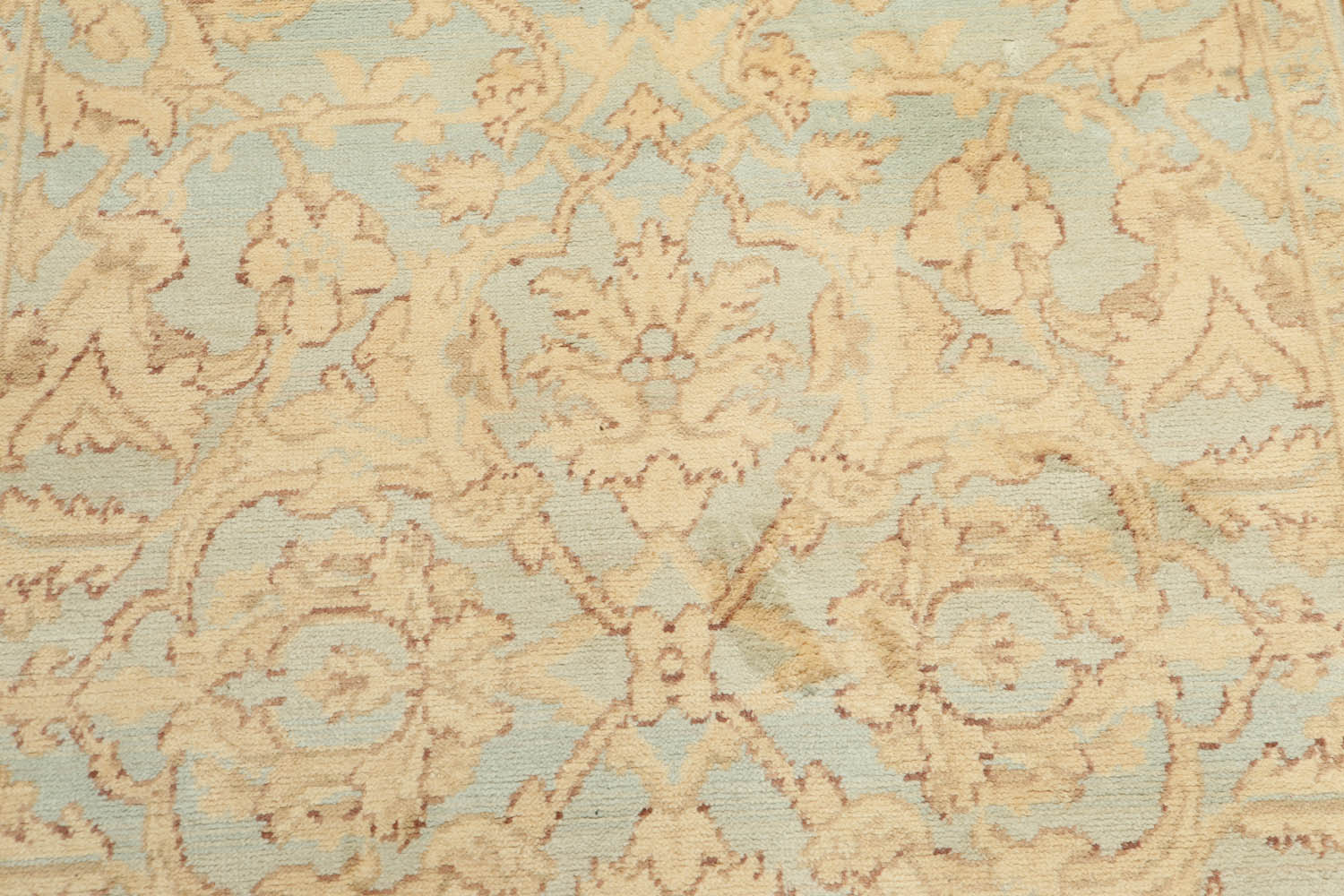 Runner Beige, Aqua, Brown Color Hand Knotted All-Over 100% Wool Traditional Oriental Rug