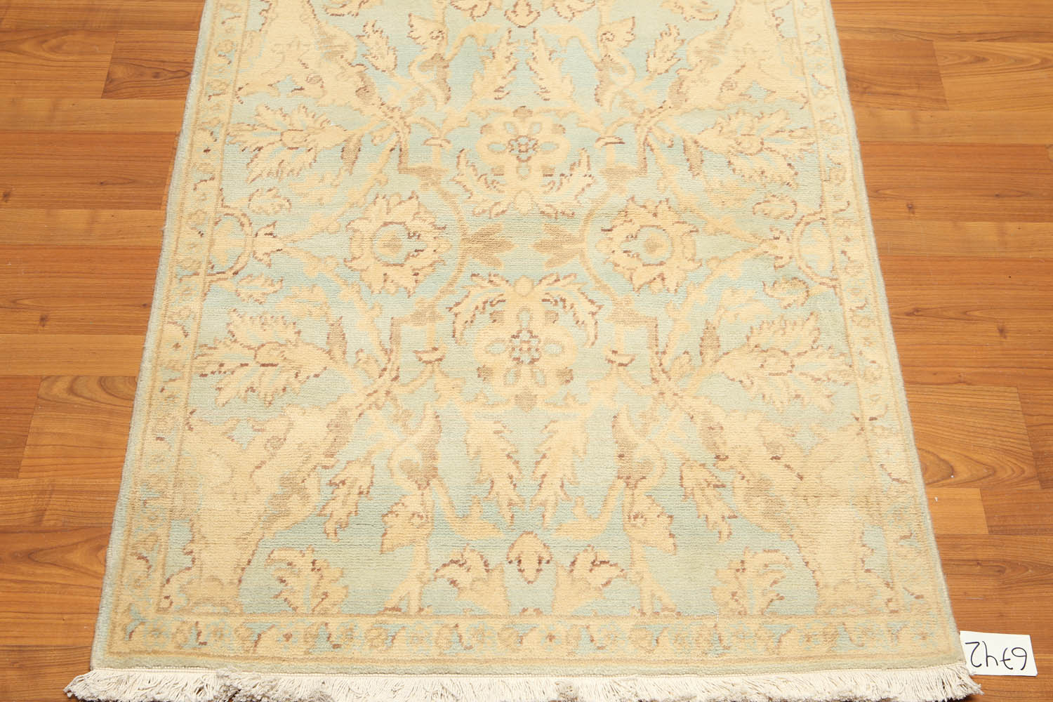 Runner Beige, Aqua, Brown Color Hand Knotted All-Over 100% Wool Traditional Oriental Rug