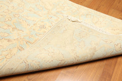 Runner Beige, Aqua, Brown Color Hand Knotted All-Over 100% Wool Traditional Oriental Rug
