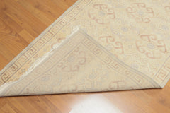 Runner Gray, Light Blue, Brown Color Hand Knotted All-Over 100 % Solution Dyed Fiber||Wool Traditional Oriental Rug
