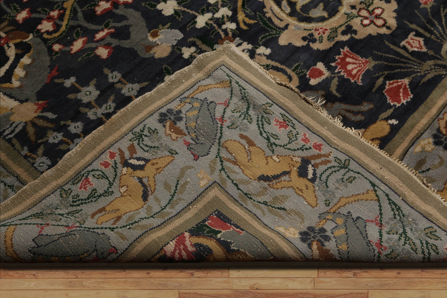 9x12 Charcoal, Sage, Brown Color Hand Knotted All-Over 100% Wool Antique Oriental Rug